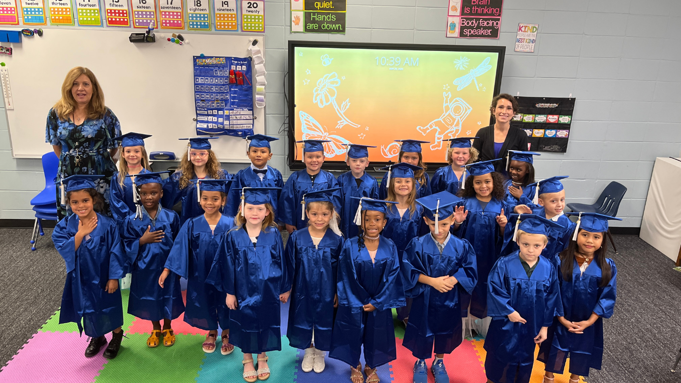 kindergarten students get ready to graduate at Lakeside Christian School in Clearwater